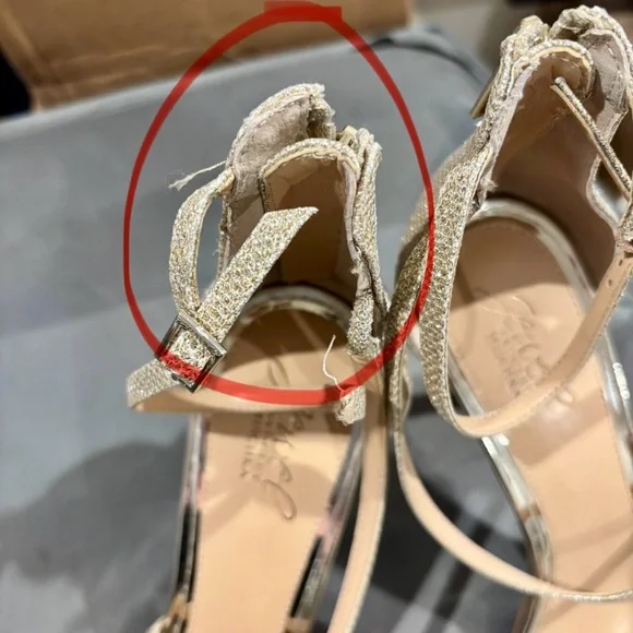 Jewel by Badgley Mischka Glittering Gold Heels New With Defects - Picture 4 of 11